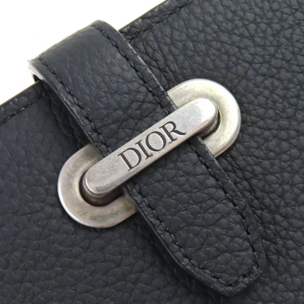 Dior 2 ken Normandie Logo Leather Card Holder Card